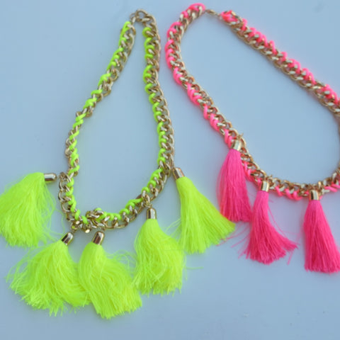 Neon Tassels Chain Necklace - HELLO PARRY Australian Fashion Label 